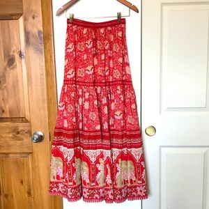 Spell and the Gypsy Collective Poinciana Maxi Skirt in Cherry.